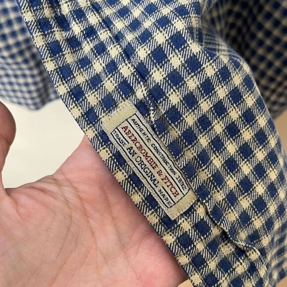Abercrombie&Fitch Shirt Mens XL Button 
Down Pocket Long Sleeve Plaid Cotton - Picture 5 of 9